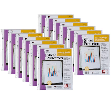 Charles Leonard Sheet Protectors, Economy Weight, Letter Size, Clear, PK180 48115